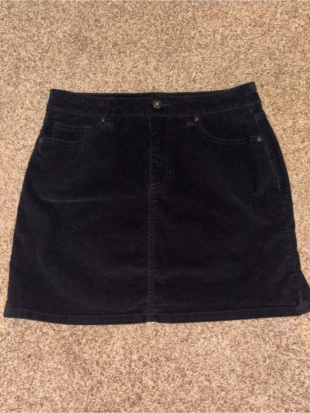 Vanilla Star Black Corduroy A-Line Mini Skirt